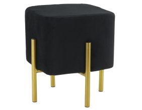 Tabouret carré pied doré Gatsby (Velours noir)