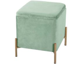 Tabouret en velours et pieds dorés avec couvercle amovible (Vert)