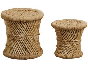 Tabourets en roseau (Lot de 2) (Motif naturel)