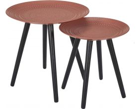 Tables gigognes rondes Relief (Lot de 2) (Ocre)