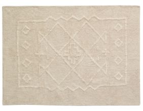 Tapis en coton tufté écru motifs ethniques (140 x 200 cm)