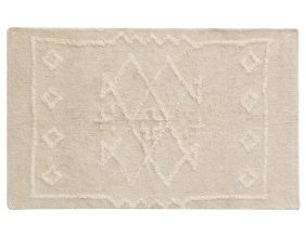 Tapis en coton tufté écru motifs ethniques (90 x 150 cm)