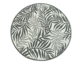 Tapis d'extérieur rond en polypropylène D150 cm (Végétal - Gris)