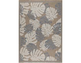 Tapis intérieur extérieur aspect jute Tulum 9062 bleu (90 x 67 cm)