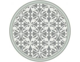 Tapis intérieur extérieur en vinyle carreaux de ciment feuilles (Diamètre 100 cm)