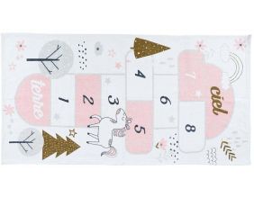 Tapis jeu enfant en coton 140x70 cm (Marelle girly)