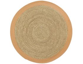 Tapis en jonc 120 cm naturel bordure colorée (Orange)