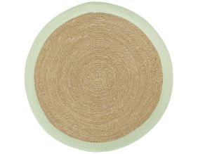 Tapis en jonc 120 cm naturel bordure colorée (Vert)