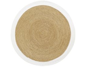 Tapis en jonc 120 cm naturel bordure colorée (Blanc)
