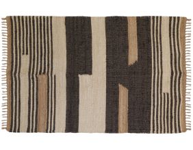 Tapis en jute naturel et coton naturel et teinté Ethnique (Naturel et noir - 160 x 230 cm)