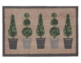 Tapis en nylon motif arbustes en pots (75 x 50 cm)