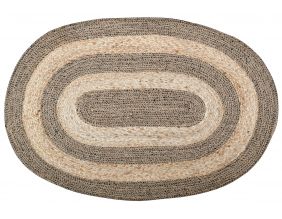 Tapis ovale en jute naturel et noir