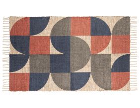 Tapis rétro en coton et jute 90 x 150 cm