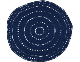 Tapis rond en coton diamètre 120cm Umaa (Bleu foncé)