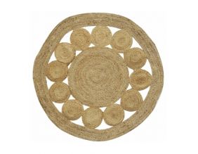 Tapis rond en jute naturelle ajourée (Diamètre 120 cm)