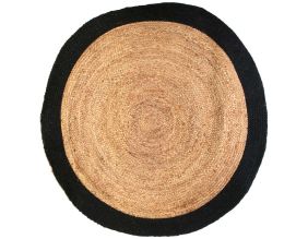 Tapis rond en jute bord coloré 120 cm (Noir)