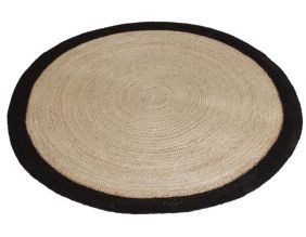 Tapis rond jute naturelle avec bords noirs (Diamètre 150cm)