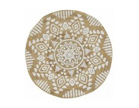 Tapis rond en jute naturelle motif ethique