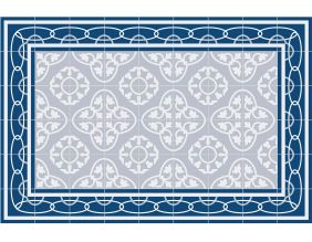 Tapis en vinyle effet carreaux de ciment 8 bleu (90 x 60 cm)