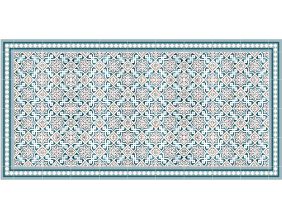 Tapis en vinyle effet carreaux de ciment classic bleu (140 x 70 cm)