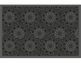 Tapis en vinyle fleurs mandala noir (90 x 60 cm)