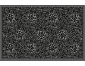 Tapis en vinyle fleurs mandala noir (90 x 60 cm)