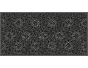 Tapis en vinyle fleurs mandala noir (70 x 140 cm)