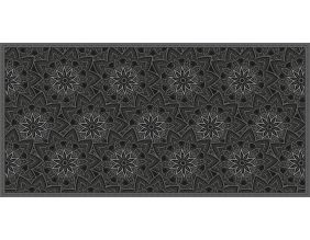 Tapis en vinyle fleurs mandala noir (140 x 70 cm)