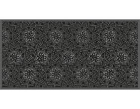 Tapis en vinyle fleurs mandala noir (140 x 70 cm)