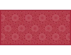 Tapis en vinyle fleurs mandala rouge (140 x 70 cm)