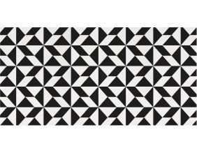 Tapis en vinyle graphique noir et blanc (70 x 140 cm)