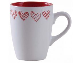 Tasse en grès blanc avec coeur rouge