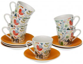 Tasses à café avec soucoupes Manaia (Lot de 6)