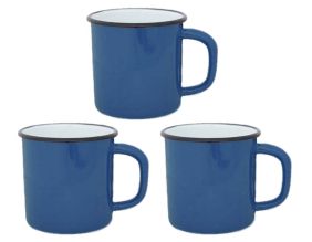 Tasses en émail coloré Classic (Lot de 3) (Bleu)