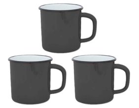 Tasses en émail coloré Classic (Lot de 3) (Noir)