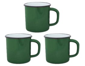 Tasses en émail coloré Classic (Lot de 3) (Vert foncé)