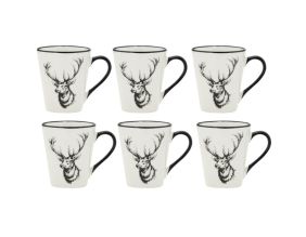 Vaisselle Cerf en porcelaine blanche et noire (lot de 6) (Tasse)