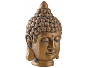 Tête de Bouddha en résine dorée