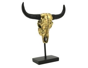 Tête de buffle en résine dorée
