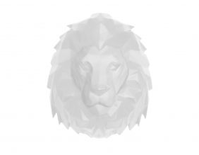Tête de lion à suspendre Origami (Blanc)