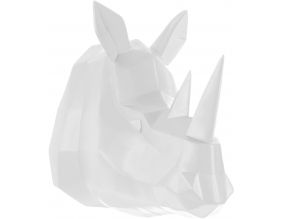 Tête de rhinocéros à suspendre Origami (Blanc)