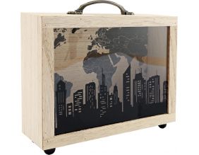 Tirelire en bois avec poignée City 22x20 cm