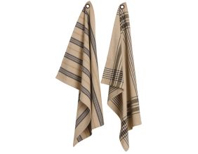 Torchon à rayures (Lot de 2) (Beige et Gris)