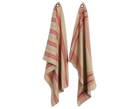 Torchon à rayures bordeaux (Lot de 2) (Beige et Bordeaux)