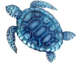 Tortue en métal et verre bleu 27 x 1 x 24 cm