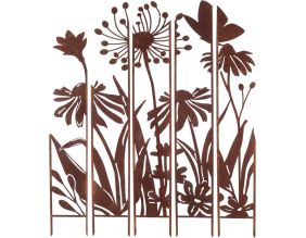 Treillis brise vue en 5 parties Fleurs (S : 87 x 1,5 x 117,2 cm)