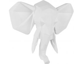 Trophée éléphant en résine mat Origami (Blanc)
