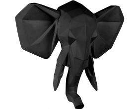 Trophée éléphant en résine mat Origami (Noir)