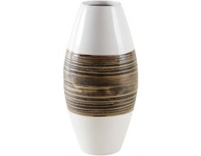 Vase en bambou naturel et laqué blanc (M1)
