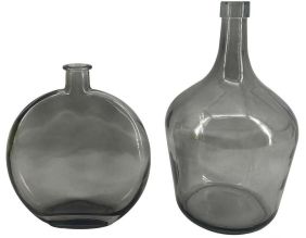 Vase bonbonne en verre Augustine (Lot de 2) (Gris)